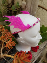 Load image into Gallery viewer, Neon Pink Bat Wings Tiara - Kawaii Monster Girl Cosplay - Demon Headband Crown - Devil Halloween Costume Jewelry - Wing Cosplay Headpiece Scary Aliens
