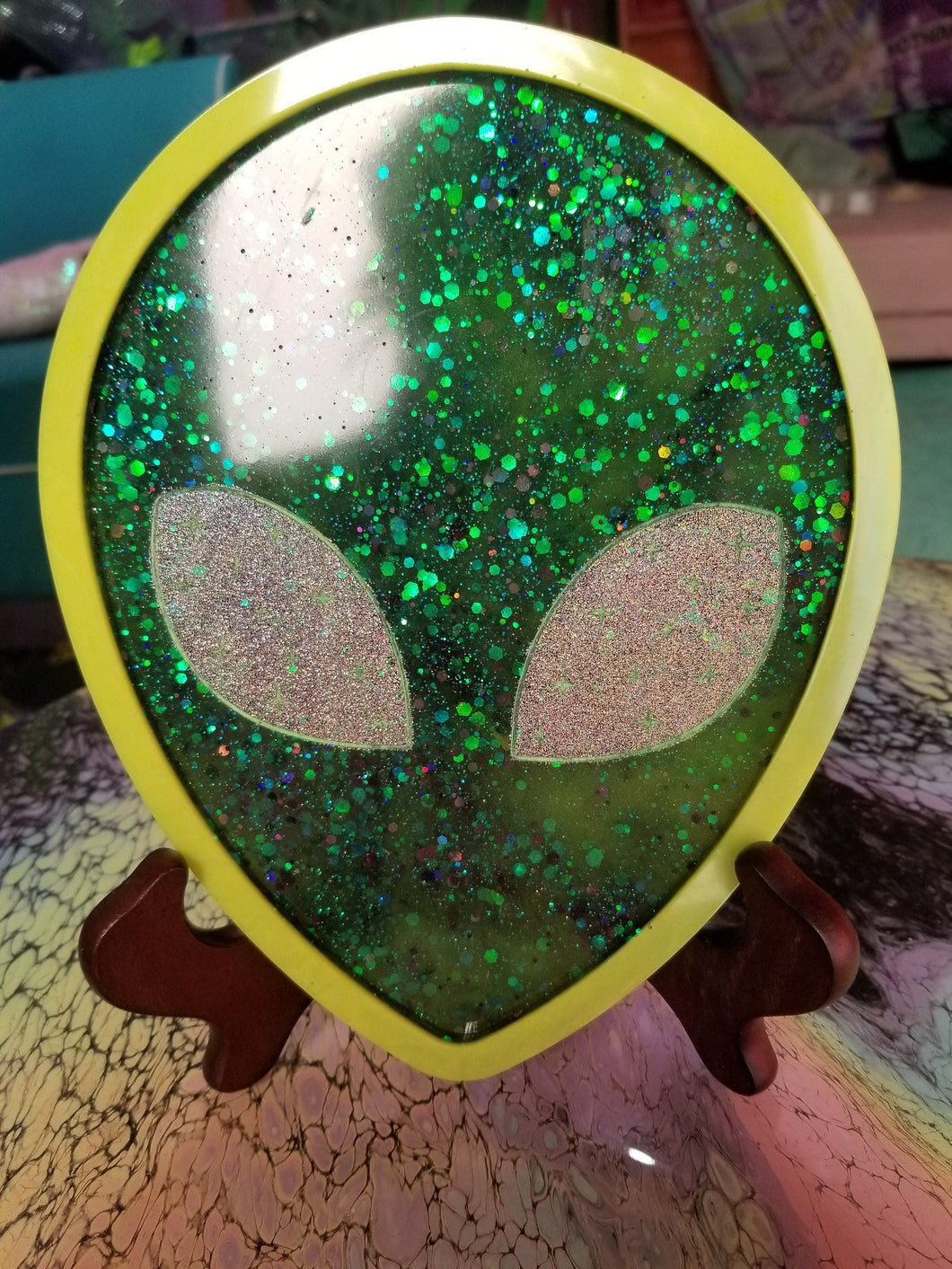 Neon Yellow Alien Jewelry Tray Scary Aliens