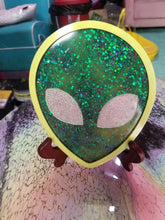 Load image into Gallery viewer, Neon Yellow Alien Jewelry Tray Scary Aliens
