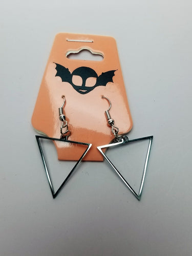 Open Triangle Earrings- Alchemy Dangle Earrings - Element Minimalist Earrings Scary Aliens