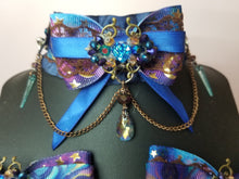 Load image into Gallery viewer, Ornate Navy Galaxy Play Collar and Bow Set Scary Aliens
