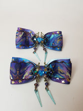 Load image into Gallery viewer, Ornate Navy Galaxy Play Collar and Bow Set Scary Aliens
