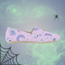 Load image into Gallery viewer, Pastel Goth Canvas Shoes- Pink/Lavender Scary Aliens
