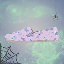 Load image into Gallery viewer, Pastel Goth Canvas Shoes- Pink/Lavender Scary Aliens
