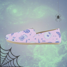 Load image into Gallery viewer, Pastel Goth Canvas Shoes- Pink/Lavender Scary Aliens
