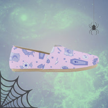 Load image into Gallery viewer, Pastel Goth Canvas Shoes- Pink/Lavender Scary Aliens
