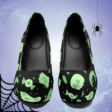 Load image into Gallery viewer, Pastel Goth High Heels- Black/Green Scary Aliens
