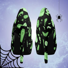 Load image into Gallery viewer, Pastel Goth High Heels- Black/Green Scary Aliens
