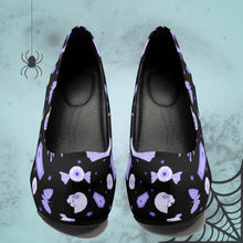 Load image into Gallery viewer, Pastel Goth High Heels- Black/Purple Scary Aliens
