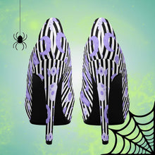 Load image into Gallery viewer, Pastel Goth High Heels- Black Stripe/Pink Scary Aliens
