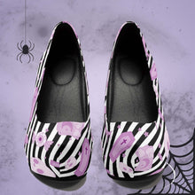 Load image into Gallery viewer, Pastel Goth High Heels- Black Stripe/Pink Scary Aliens
