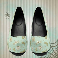 Load image into Gallery viewer, Pastel Goth High Heels- Mint/Tan Scary Aliens
