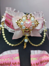 Load image into Gallery viewer, Pink Frosting  Luxury BDSM Collar and Bows Set Scary Aliens
