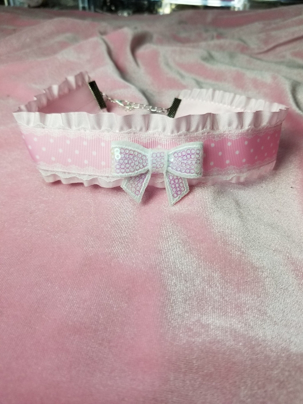 Pink Kawaii Choker (Available With or Without Center Bow) Scary Aliens