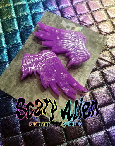 Purple Angel Wings Barrettes Set Scary Aliens