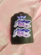 Load image into Gallery viewer, Purple Space Cat Barrettes Set Scary Aliens
