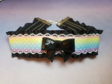 Load image into Gallery viewer, Rainbow Gradient Ribbon Choker (Available With or Without Center Bow) Scary Aliens
