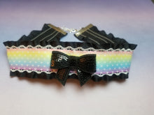 Load image into Gallery viewer, Rainbow Gradient Ribbon Choker (Available With or Without Center Bow) Scary Aliens
