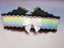 Load image into Gallery viewer, Rainbow Gradient Ribbon Choker (Available With or Without Center Bow) Scary Aliens
