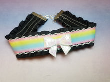 Load image into Gallery viewer, Rainbow Gradient Ribbon Choker (Available With or Without Center Bow) Scary Aliens
