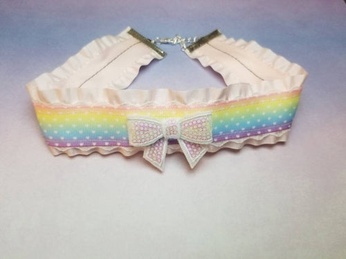 Rainbow Ribbon Choker (Available With or Without Center Bow) Scary Aliens