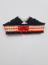 Load image into Gallery viewer, Red Circus Harlequin Ribbon Choker (Available With or Without Center Bow) Scary Aliens
