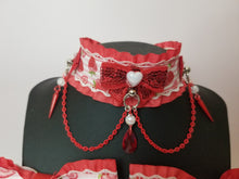 Load image into Gallery viewer, Red Strawberry  Luxury BDSM Collar and Bows Set Scary Aliens
