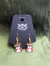 Load image into Gallery viewer, Santa Reindeer Penguin Gold Enamel Charm Earrings Scary Aliens
