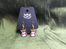 Load image into Gallery viewer, Santa Reindeer Penguin Gold Enamel Charm Earrings Scary Aliens
