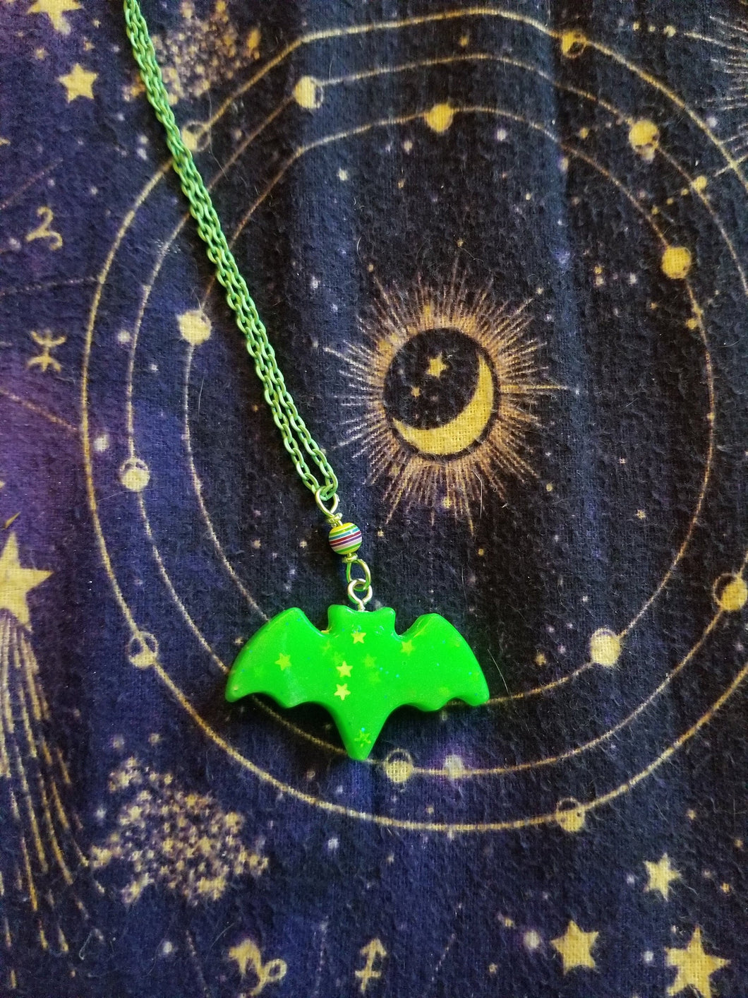 Slime Green Bat Necklace Scary Aliens