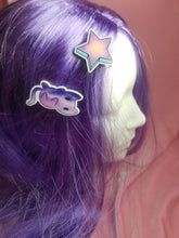 Load image into Gallery viewer, Space Cat and Stars Barrettes Set Scary Aliens
