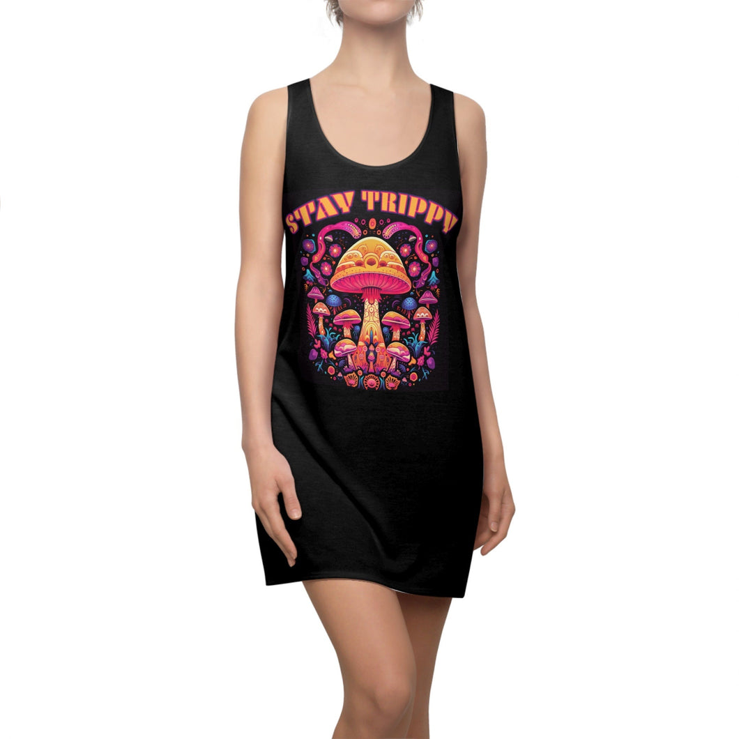 Stay Trippy Magic Mushroom Racerback Dress Scary Aliens