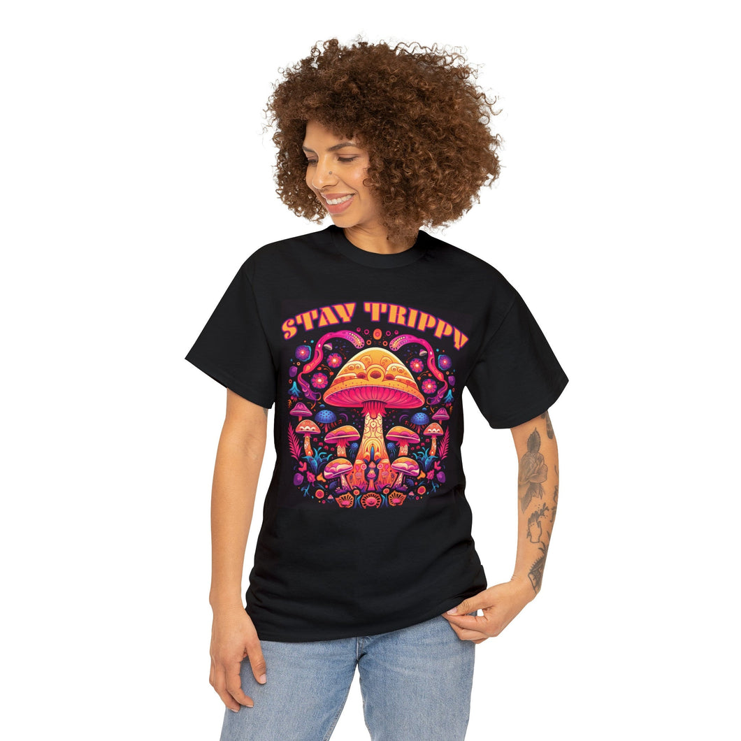 Stay Trippy Psychedelic Mushroom T Shirt Scary Aliens