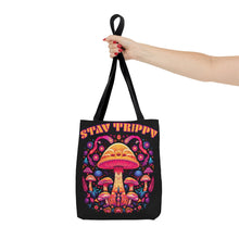 Load image into Gallery viewer, Stay Trippy Psychedelic Mushroom Tote Bag Scary Aliens
