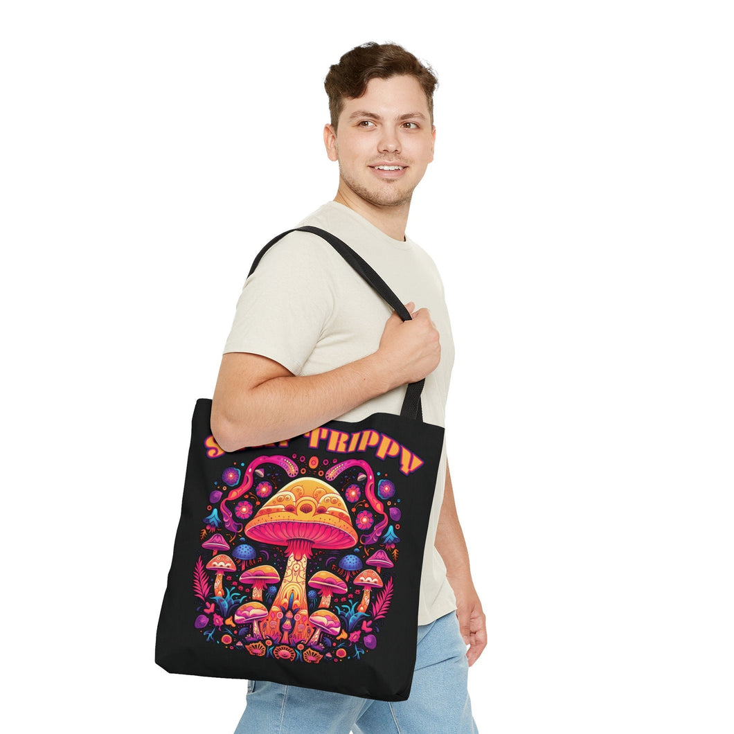 Stay Trippy Psychedelic Mushroom Tote Bag Scary Aliens