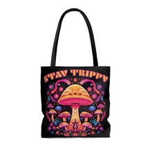 Load image into Gallery viewer, Stay Trippy Psychedelic Mushroom Tote Bag Scary Aliens
