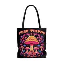 Load image into Gallery viewer, Stay Trippy Psychedelic Mushroom Tote Bag Scary Aliens
