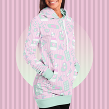 Load image into Gallery viewer, Take Your Pills Hoodie Dress- Pink Scary Aliens
