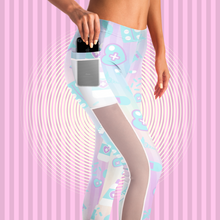 Load image into Gallery viewer, Take Your Pills Mesh Leggings- Rainbow Scary Aliens
