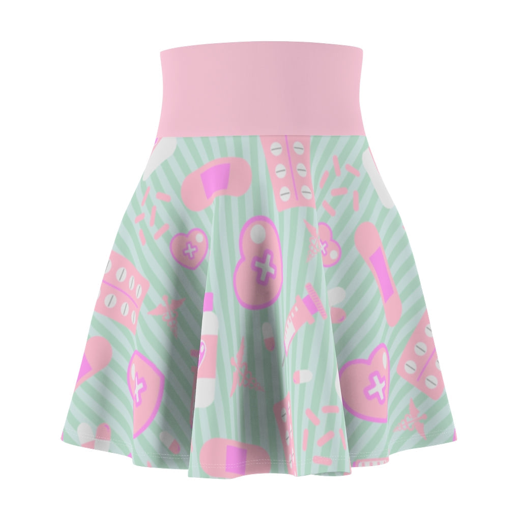 Take Your Pills Skater Skirt- Mint Scary Aliens