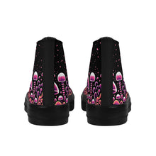 Load image into Gallery viewer, Trippy Mushroom Mens High Top Canvas Shoes- Magenta Scary Aliens
