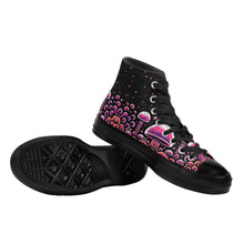 Load image into Gallery viewer, Trippy Mushroom Mens High Top Canvas Shoes- Magenta Scary Aliens
