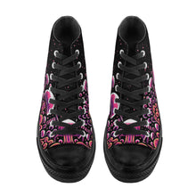 Load image into Gallery viewer, Trippy Mushroom Mens High Top Canvas Shoes- Magenta Scary Aliens
