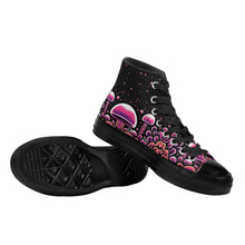 Load image into Gallery viewer, Trippy Mushroom Womens High Top Canvas Shoes- Magenta Scary Aliens
