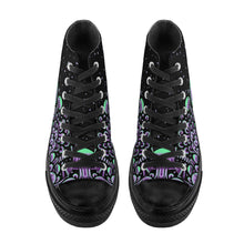 Load image into Gallery viewer, Trippy Mushroom Womens High Top Canvas Shoes- Purple Scary Aliens
