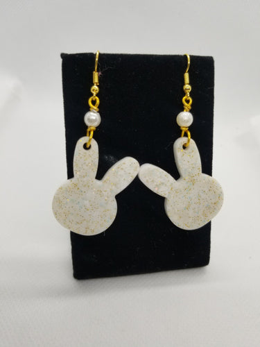 White Gold Bunny Rabbit Earrings Scary Aliens