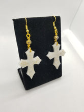 Load image into Gallery viewer, White Gold Glitter Cross Earrings - Medium Scary Aliens
