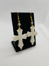 Load image into Gallery viewer, White Gold Glitter Cross Earrings - Medium Scary Aliens
