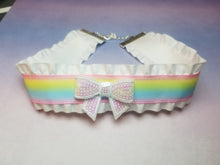 Load image into Gallery viewer, White Rainbow Ribbon Choker (Available With or Without Center Bow) Scary Aliens
