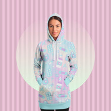 Load image into Gallery viewer, Yami Kawaii Hoodie Dress- Rainbow Scary Aliens
